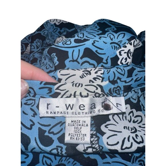 Vintage 90s R-Wear Rampage Wrap Maxi Skirt Juniors Sz 7 Blue Floral Hawaiian Y2K - Picture 4 of 7